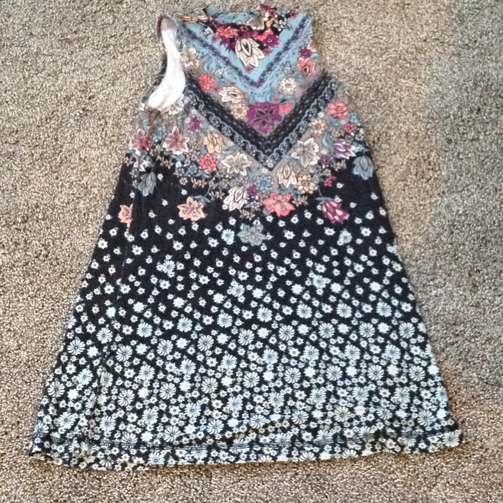 Black floral dress.